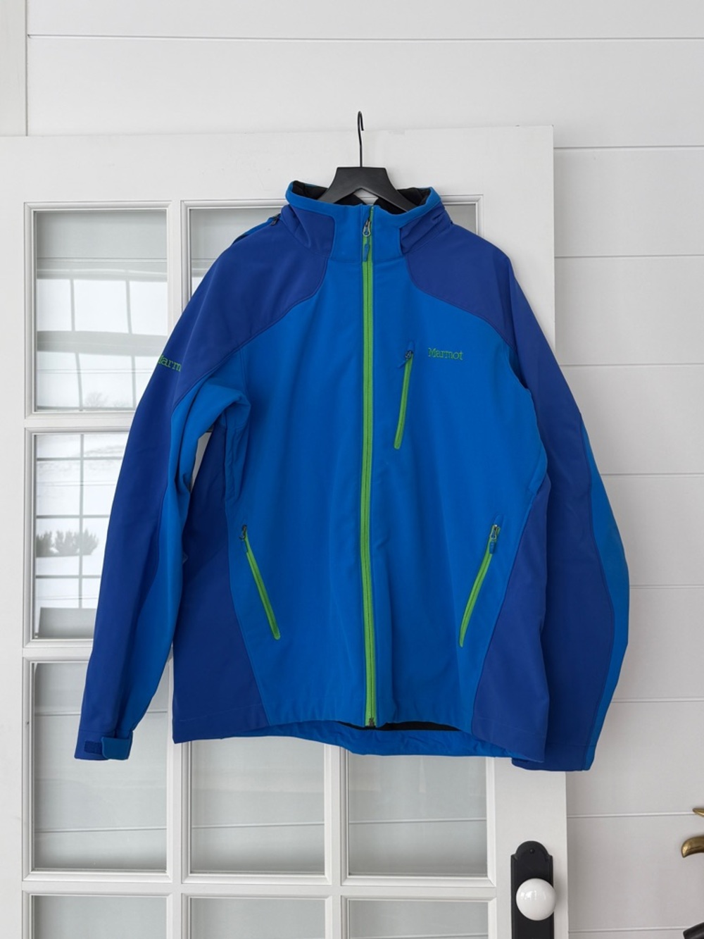 Marmot Blue Softshell Jacket with Lime Accents